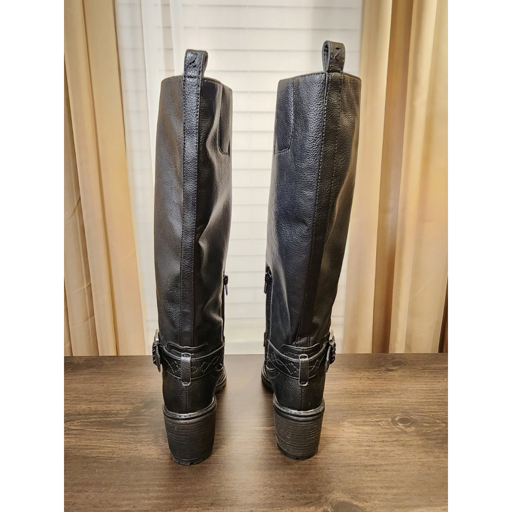 Zodiac Modern Western Moto Knee Height Tall Boots SZ 7 M REGULAR Calf BLACK - Picture 9 of 15